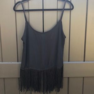 Black fringe blouse with open back
